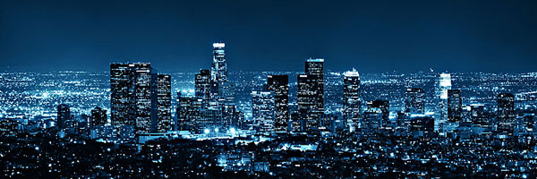 洛杉矶,市区,建筑,夜晚