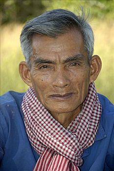 肖像,高棉人,男人,围巾,国家公园,靠近,柬埔寨
