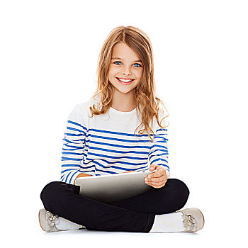 教育,科技,互联网,概念,小,学生,女孩,平板电脑
