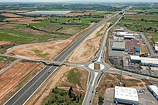 法國,郎格多克,高速公路,航拍