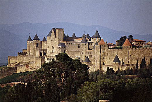法国,郎格多克,卡尔卡松尼,中世纪,城堡,大幅,尺寸