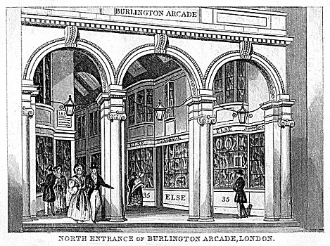 北方,入口,伯林顿,拱廊,威斯敏斯特,伦敦,19世纪
