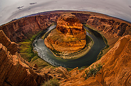 美国,亚利桑那,科罗拉多河,马掌,弯曲,转,独特,红岩,排列,靠近,页岩