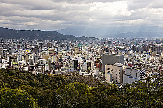 俯视,松山市,日本