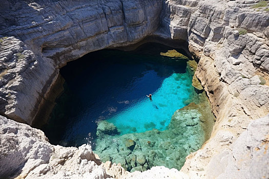 扎钦索斯岛上的蓝洞