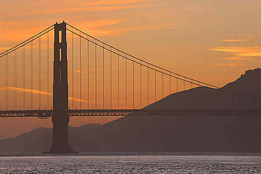 剪影,吊桥,日落,金门大桥,旧金山湾,旧金山,加利福尼亚,美国