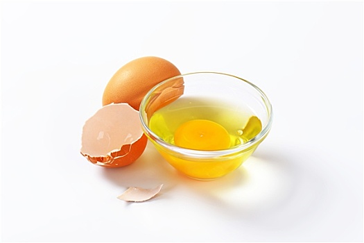 蛋清,蛋黄,玻璃碗