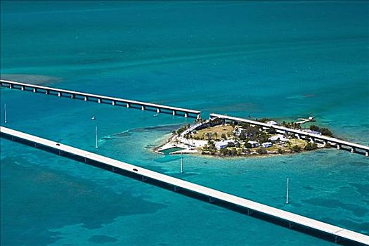 航拍,两个,桥,岛屿,佛罗里达礁岛群,佛罗里达,美国