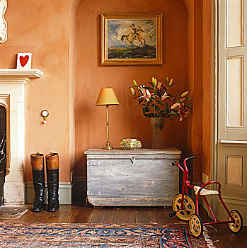 赤陶,涂绘,墙壁,空,地板,创作,完美,留白,帆布,折衷,混合,家具,客厅