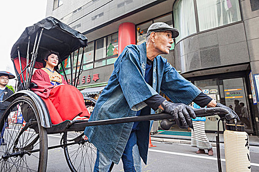 日本,本州,东京,浅草,节日,女人,人力车