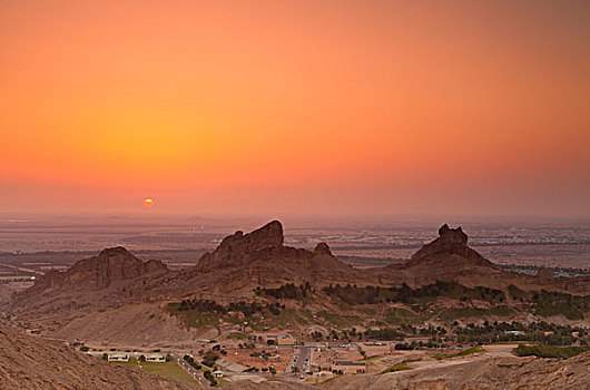风景,山,日落,阿布扎比,阿联酋