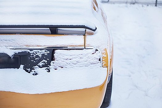 特写,后面,汽车,积雪
