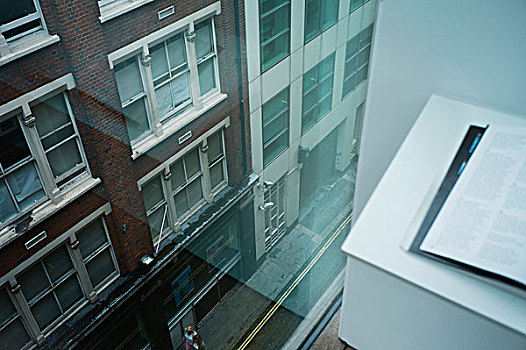 俯拍,街道,写字楼,书桌,窗户,思考,玻璃,伦敦,英格兰
