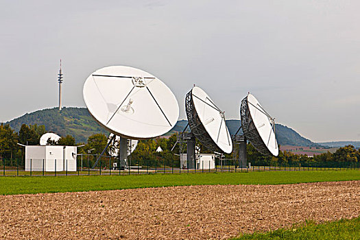 车站,卫星天线,弗兰克尼亚,巴伐利亚,德国,欧洲