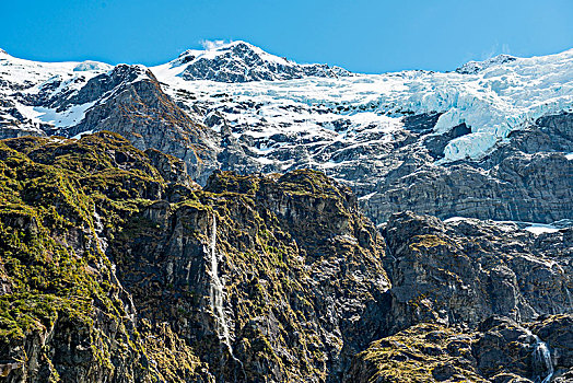 瀑布,冰河,艾斯派林山国家公园,奥塔哥,南部地区,新西兰,大洋洲