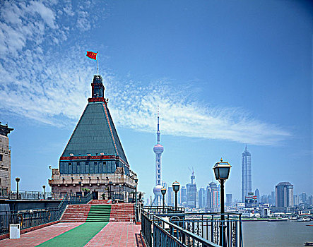 远眺,浦东,和平饭店,上海,中国