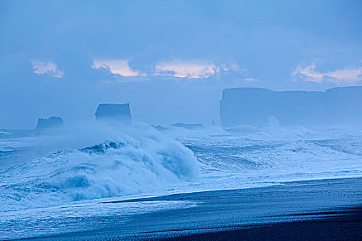 波浪,岬角,戴尔赫拉伊,南方,区域,冰岛,欧洲