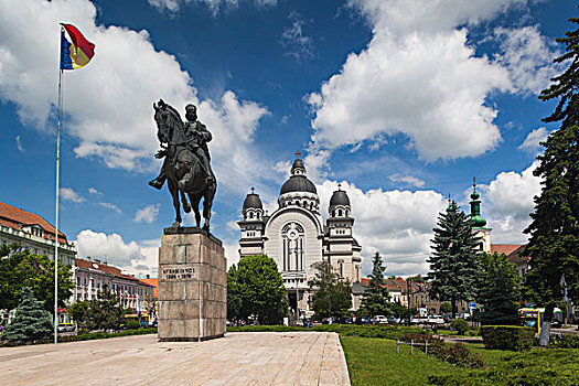 罗马尼亚,特兰西瓦尼亚,广场,雕塑,东正教,大教堂