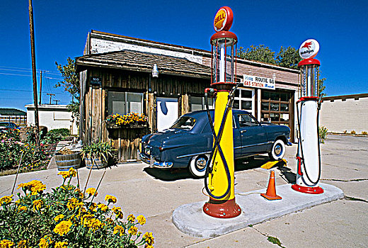 美国,亚利桑那,道路,老爷车,加油站