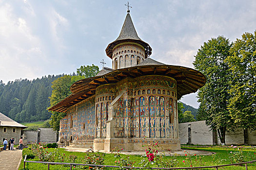 寺院,涂绘,北方,摩尔达维亚,罗马尼亚,欧洲