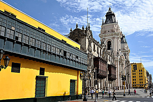大教堂,宫殿,广场,阿玛斯,利马,世界遗产,秘鲁,南美