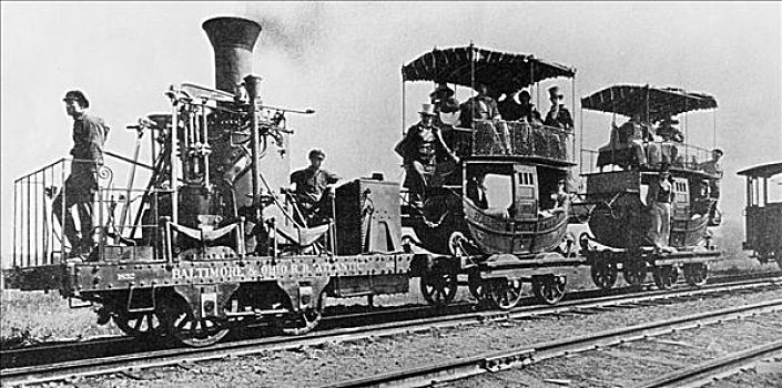 蒸汽机车,拉拽,乘客,列车,铁路