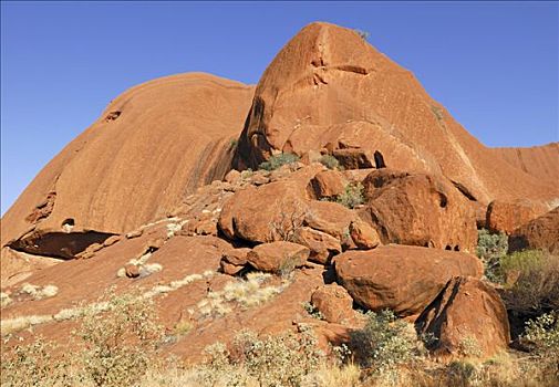 乌卢鲁巨石,艾尔斯巨石,特写,卡塔曲塔国家公园,北领地州,澳大利亚