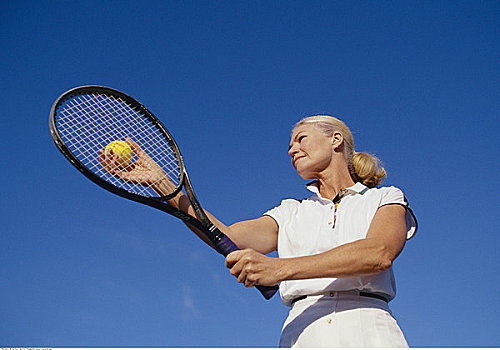 成年,女人,玩,网球