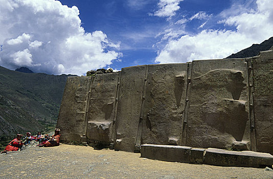 秘鲁,靠近,库斯科市,圣谷,欧兰塔坦伯,本地居民,正面,墙壁