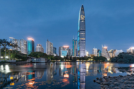 中国深圳福田荔枝公园夜景