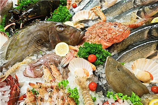 生食,鲜鱼,海鲜,街上,市场