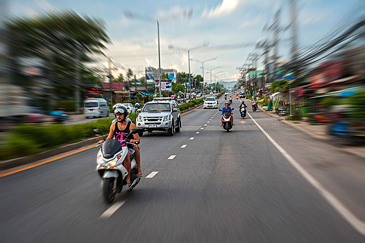 道路,小轮摩托车,普吉岛,泰国,亚洲