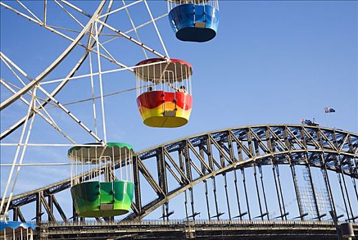 澳大利亚,新南威尔士,悉尼,海港大桥,景色,背景,游艺设施,公园,北岸