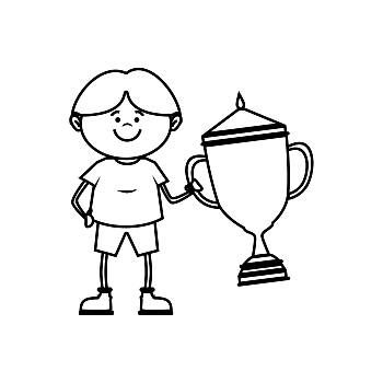 小,儿童,冠军,战利品,矢量,插画,设计