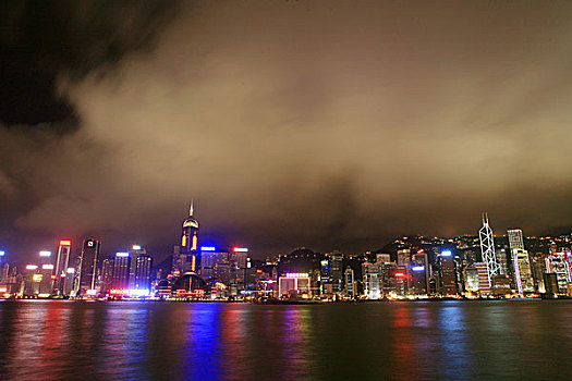 香港,五月,夜景,港口,2009年