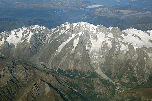 勃朗峰,山顶,法国,阿尔卑斯山,山,航拍