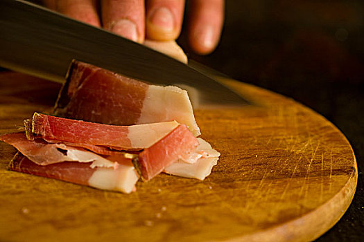 刀,切,熏肉,传统食品