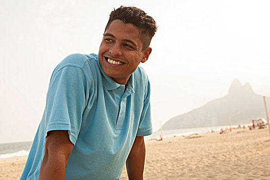 年轻,男人,头像,伊帕内玛海滩,里约热内卢,巴西
