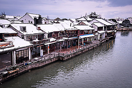 2018年上海朱家角古镇雪景