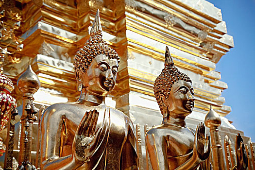 金色,佛,庙宇,清迈,泰国