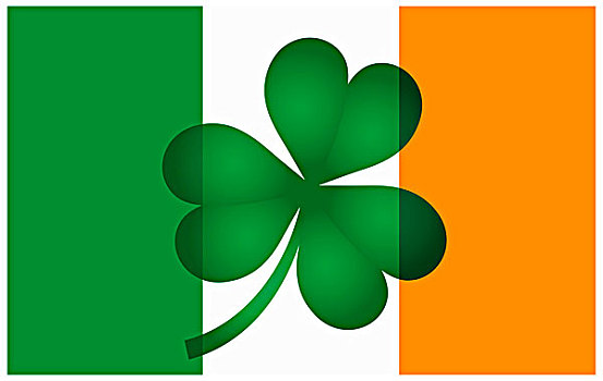 爱尔兰,旗帜,三叶草,插画