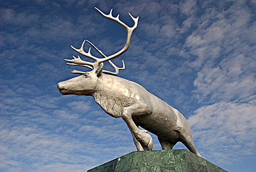 驯鹿,纪念建筑,西伯利亚,俄罗斯,欧亚大陆
