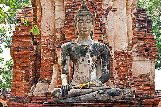 坐佛,雕塑,寺庙,玛哈泰寺,大城府,靠近,曼谷,泰国