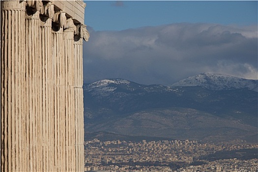 雅典,山,风景,伊瑞克提翁神庙,柱廊