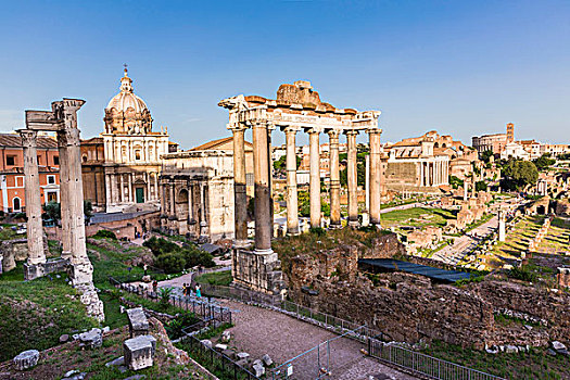 古罗马广场,拱形,庙宇,背景,世界遗产,罗马,意大利