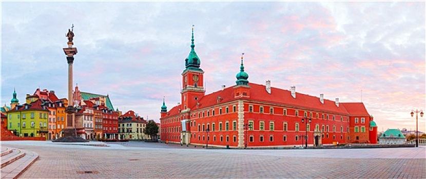 城堡广场,全景,华沙,波兰