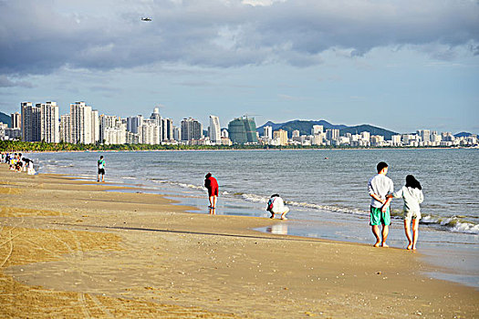 城市,建筑,海滨,沙滩,海滨浴场,三亚湾