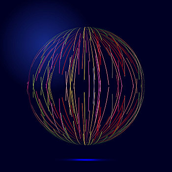 彩色线条构图三维球体