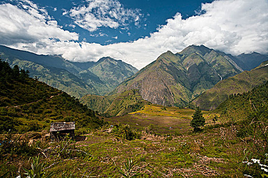 原始,蔽护,青山,山脉,背景,尼泊尔,亚洲