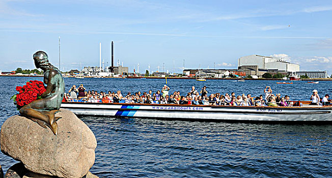 小美人鱼,地标,哥本哈根,雕塑,丹麦,斯堪的纳维亚,北欧